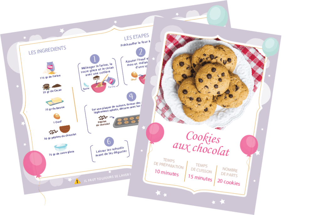 cartes de recette facile pour enfants, recette à faire avec les enfants en famille